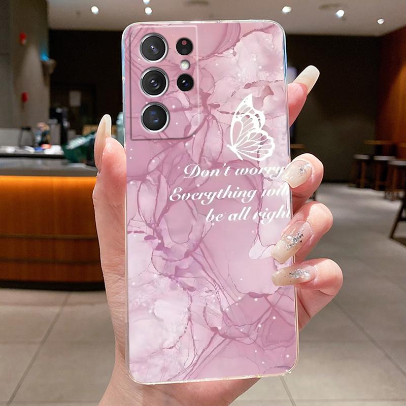 Чехол для телефона Samsung Galaxy S21 Ultra S21+ S 21 FE Цветочная задняя крышка Capa для Samsung S21 Plus Мягкий силикон Прозрачные ТПУ корпуса