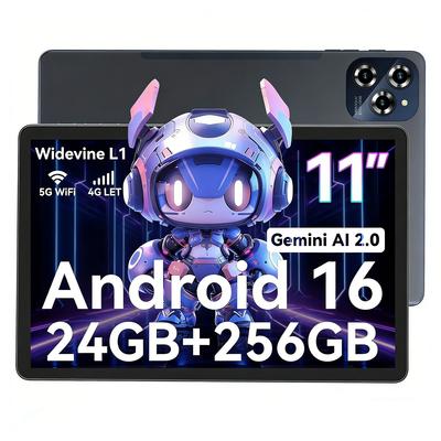 TABWEE W90 11-дюймовый планшет Android 16, 24 ГБ ОЗУ, 256 ГБ памяти(2 ТБ ТФ),Большой дисплей Widevide L1, восьмиядерный T615, 8000 мАч, 5G WiFi, 4G LET, 18 Вт