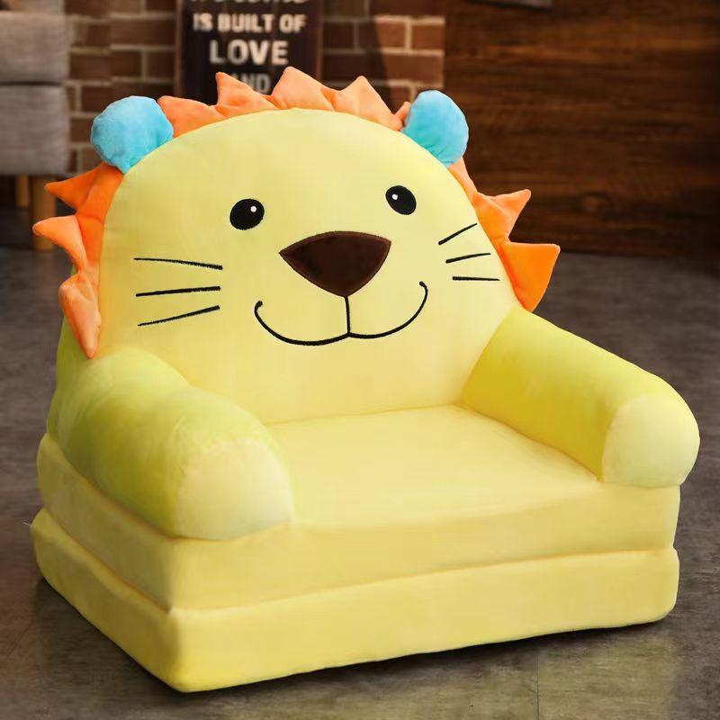 2 Layer Folding Chair Cartoon Animal Baby Children Armchair Sofa Infant Learning Chair for 3-6 Months Soft Tatami Safe and Anti-drop