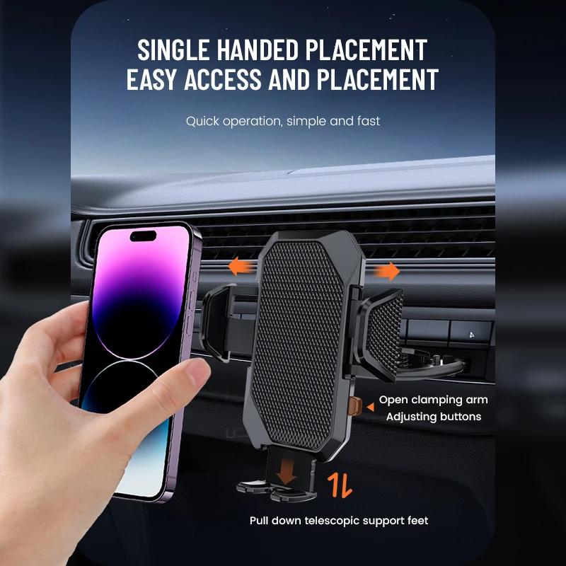 Автомобильный держатель для телефона с двумя зажимами и слотом для компакт-дисков, автоматическое крепление 3s, установка и защита от ударов для iPhone 15 Pro Max/14/13/Xiaomi/Samsung Galaxy