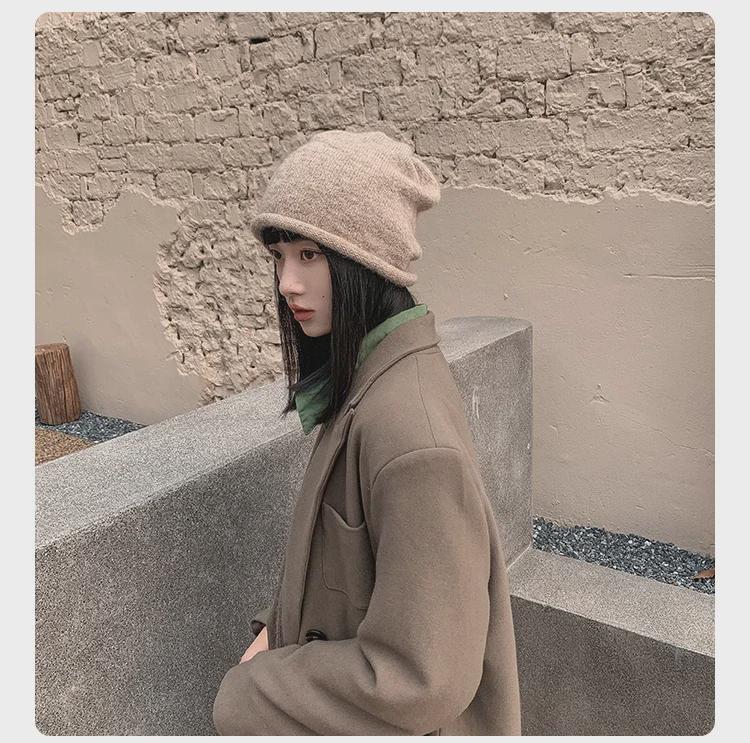 Japanese-Korean Style Warm Knitted Wool Hat for Autumn and Winter - Trendy, All-Match, Fits Large Head Circumference