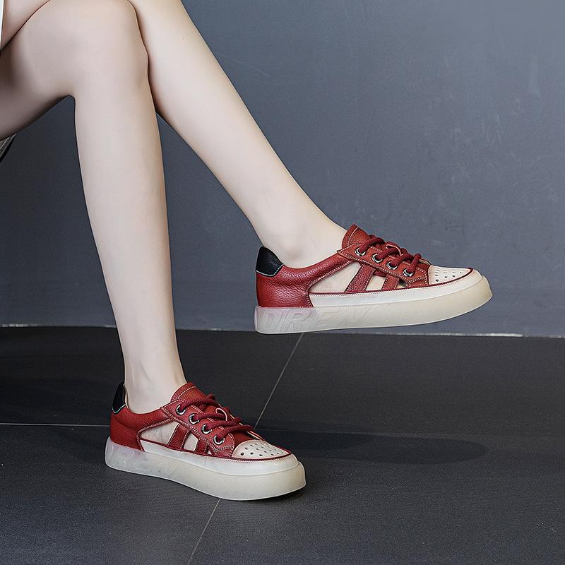 Женская обувь Crocs Ретро Шнуровка Повседневная обувь Мягкая кожа Плоские Студенческие Кеды