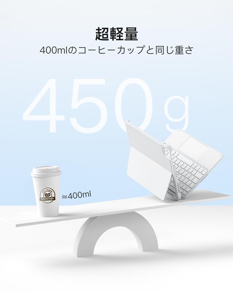 Inateck Чехол-клавиатура для iPad Air 6 2025 с японской JIS-клавиатурой, легкий, для iPad A16 Pro Air поколения, съемный, белый (M2) 11-дюймовый 2024/M3