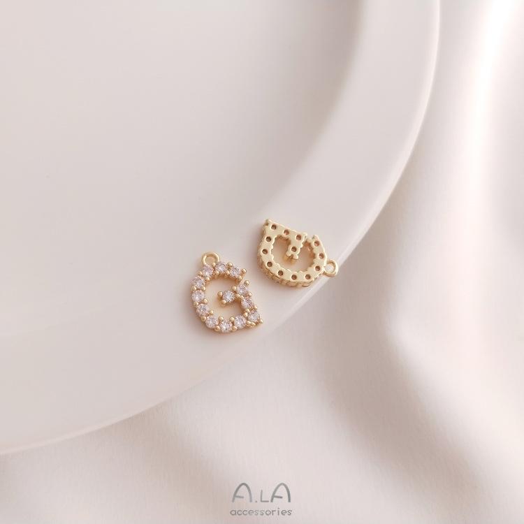 14K Gold Plated Zircon Alphabet Pendant for DIY Jewelry Accessories