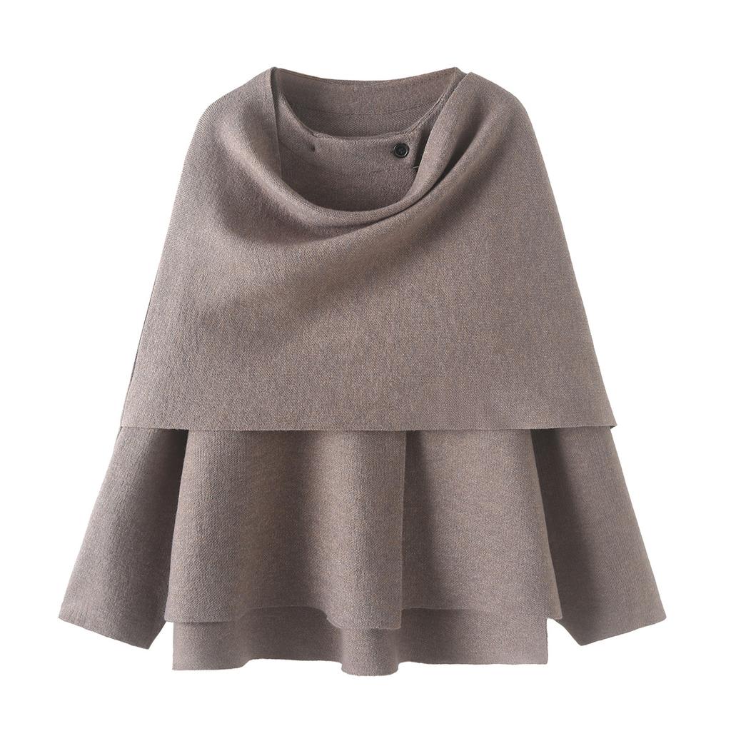 Женский осенне-зимний кардиган-свитер с рукавами «летучая мышь», модный однотонный кардиган свободного кроя с воротником-шарфом, повседневный теплый кардиган, женское пальто