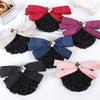 Ribbon Pearls Crochet Bun Net Bun Snood Lace Hair Net Detachable Bow Snood Spring Clip  Bank