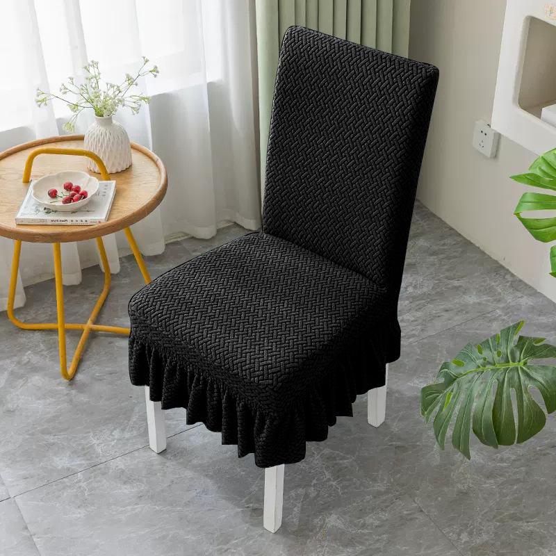 T-shaped Jacquard Skirt Hem Chair Cover Hotel Banquet Chair Cover Chair Back Exquisite Wedding Seat Cover Festive