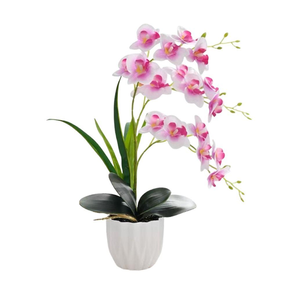 DIY Artificial Orchid Bonsai Multi-Bloom Artificial Faux Plants New Plastic Fake Flower Home Decor