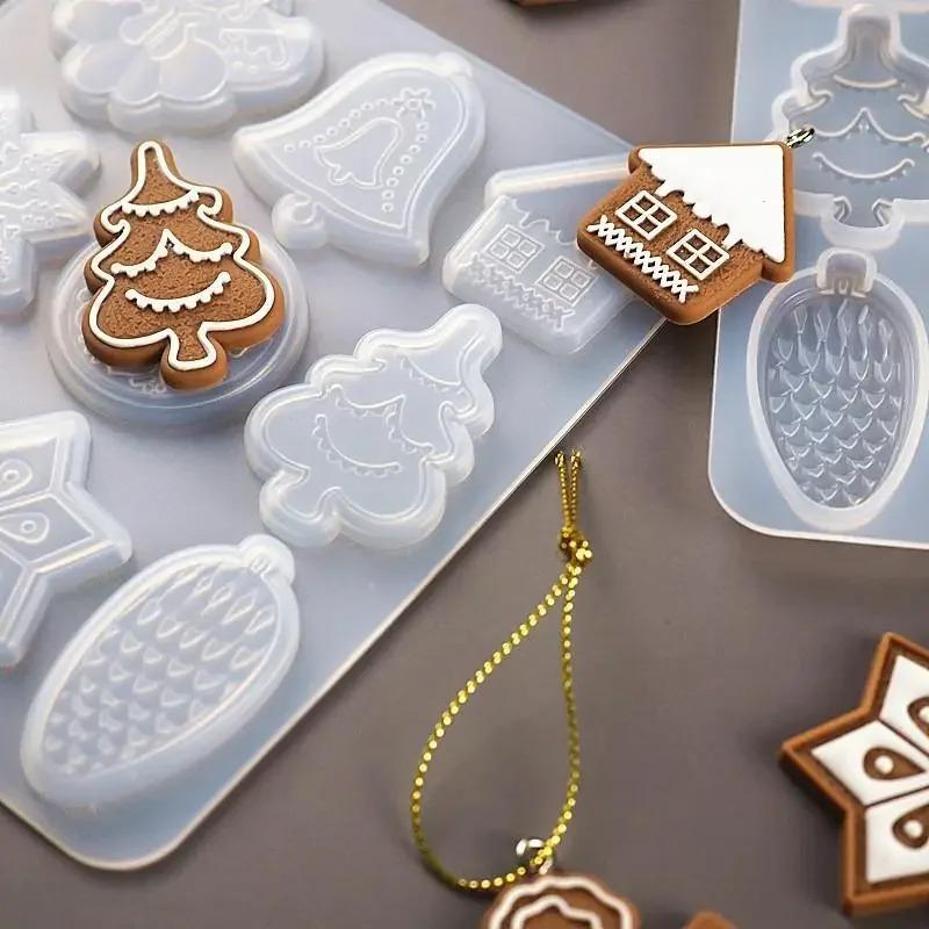 1 шт. Рождественская DIY Кристаллическая Эпоксидная Форма Елка Снежинка Олень Подвеска Брелок Список Украшения Силиконовая Форма Набор Форма для Печенья
