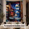 Custom Text Printed Tapestry Smurfs Pattern Large Wall Hanging Indoor Room Decor