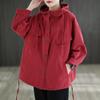 Plus Size Oversize Jackets Women Spring Hooded  Jacket Cotton Black Coat Coat Fashion Red Black