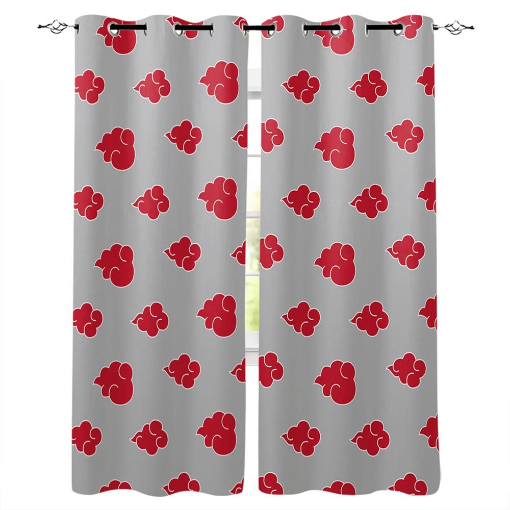 Холодный красный благоприятный облако черный фон печатные оконные шторы гостиная спальня шторы полиэстер ткань домашний декор2 шт