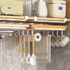 Kitchen Hanging Organizer Rack with Hooks Strong Load-bearing Paper Towel Rags Hanger Cutting Board Holder Storage Shelf