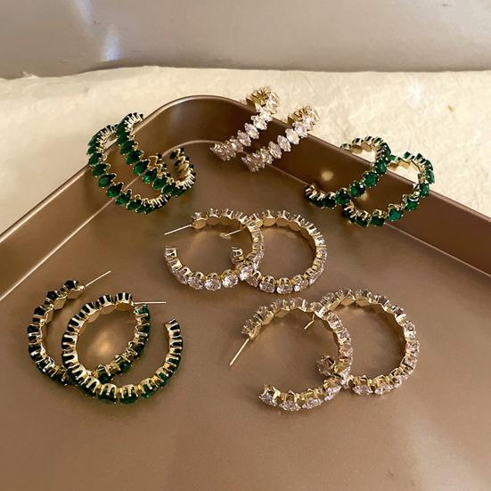 1 пара женских серег-колец с блестящими стразами, круглые роскошные женские серьги для подарка