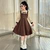 Girls' French Retro Two-Piece Princess Dress for Spring & Autumn