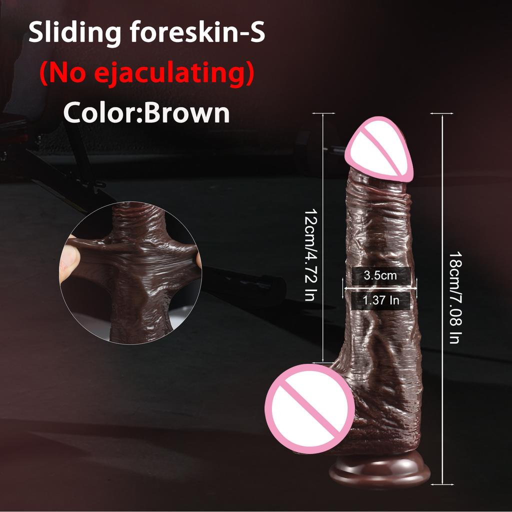 2 In1 Super Realistic Dildo Penis Sliding Foreskin Ejaculation Big Dick Penetration Anal Female Masturbation Sexy Adult Sex Toys