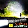 XHP199 LED High Power Flashlight Waterproof Torch Zoom Flash Light 26650 Battery Hand Light Hiking Lantern