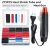 Hot Air Gun and 200/275PCS Waterproof Wire Connector Heat Shrink Tubing Adhesive Lined Shrinkable Ratio 3:1 Wire Cable Sleeve Kit