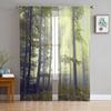 Youth Bedroom Sheer Curtains Autumn Wild Trees Forest Kitchen Study Curtains Living Room Holiday Decor Tulle Curtains