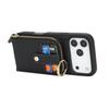 For iPhone 17 Pro Case with Zipper Pouch / Ring Kickstand / Strap Litchi Texture PU + TPU Phone Cover