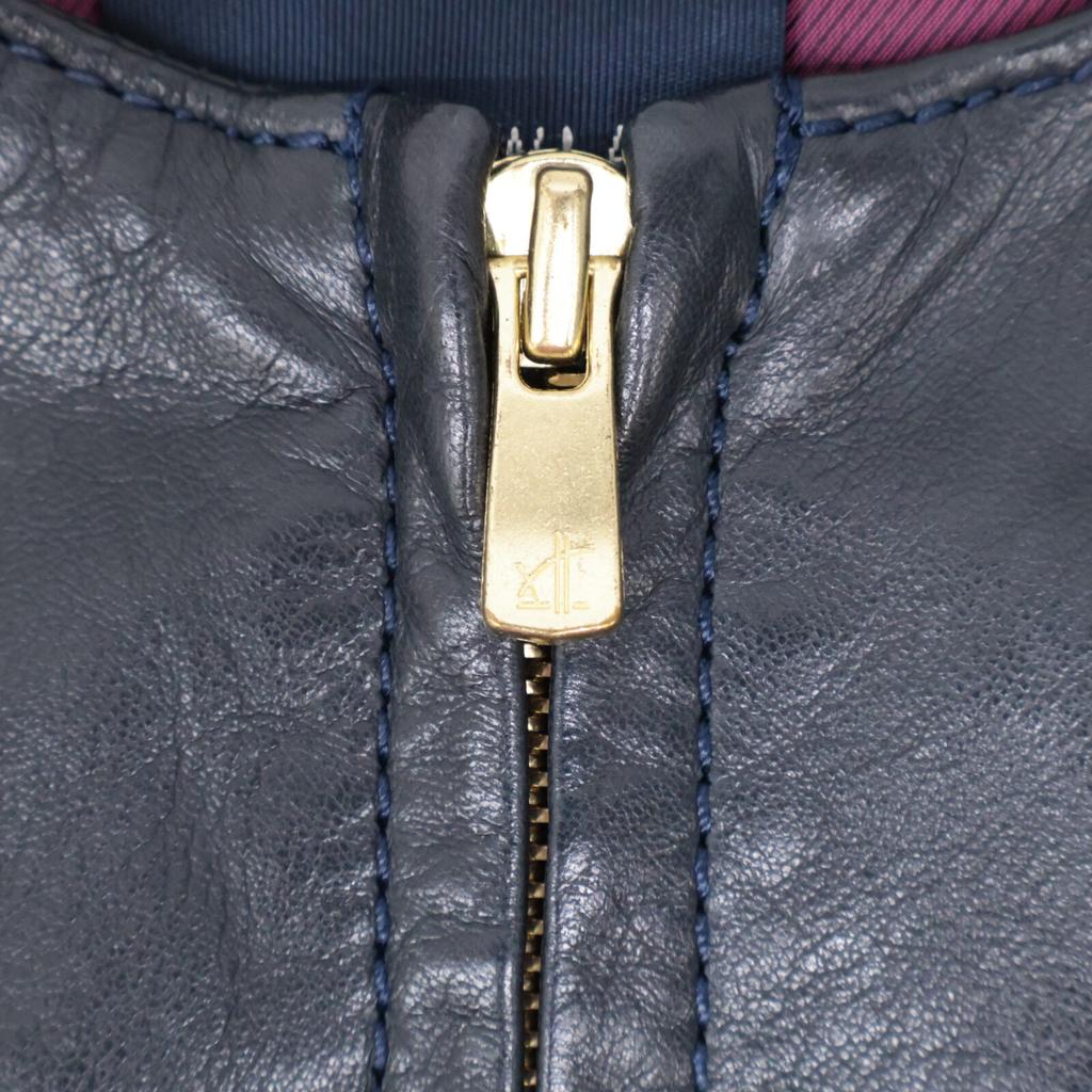 TOMORROWLAND Navy Lambskin Collarless Single Rider's Jacket Jacket 36 NavyUsed