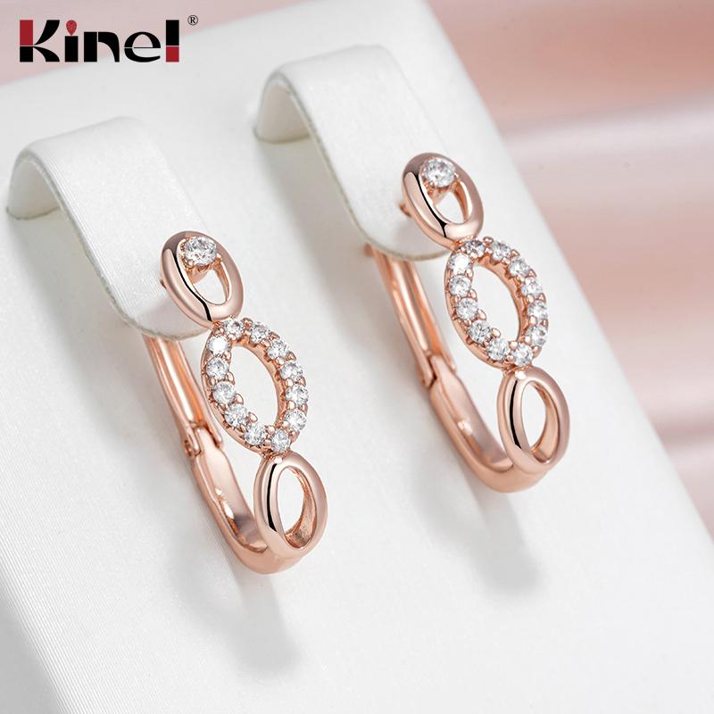 Женские серьги-капли Kinel цвета розового золота с натуральным цирконом, ювелирные украшения