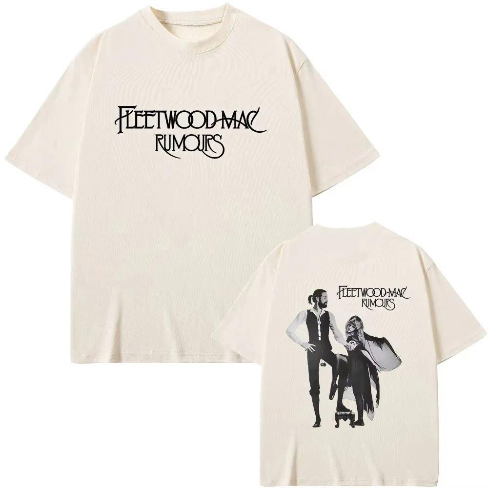 Fleetwood Mac Rumours Album Tshirt Vintage Washed Streetwear Unisex Unisex Summer Cotton Short Sleeve Rock Graphic Tee Fashion