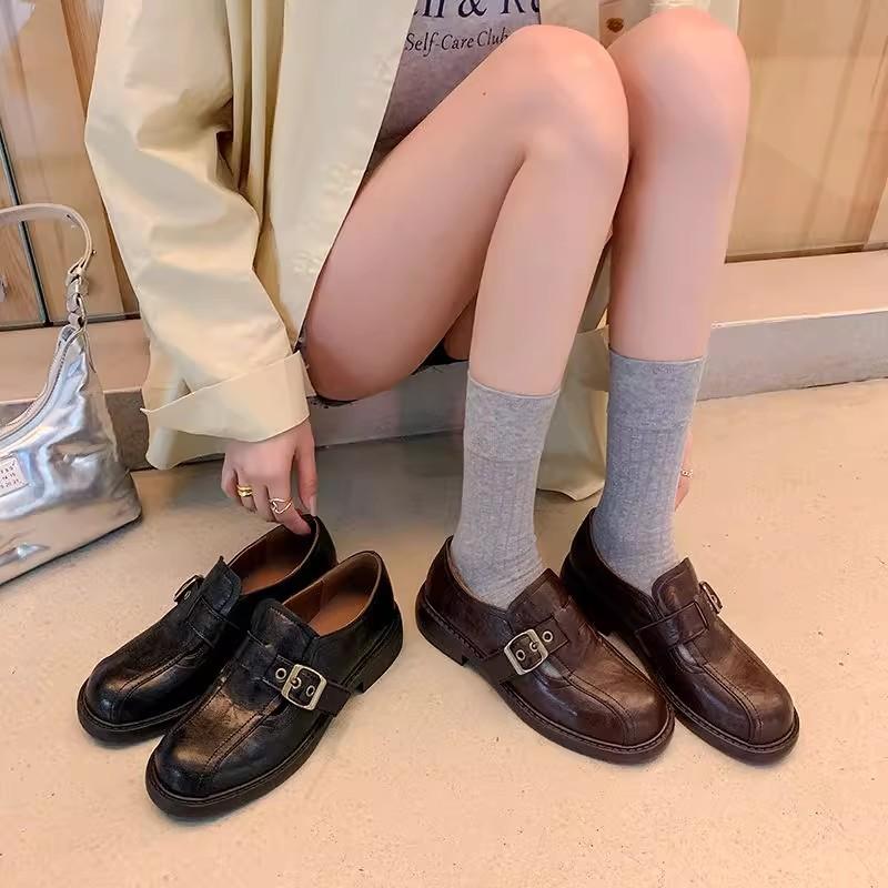 Модные лоферы Мэри Джейн Женские туфли на каблуке-рюмочке 2025 Осень Новые Одинарные Туфли Платформа Маленькие Кожаные Туфли Англия