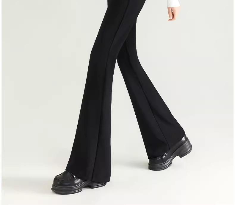 New Spring 2025 High-Waisted Micro-Flare Trousers for Petite Women: Slimming, Height-Enhancing, with Elegant Drape