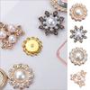 Sparkling Crystal Flower-shaped Pearl Hairpins Headwear Accessories Rhinestone Buttons Pearl Button