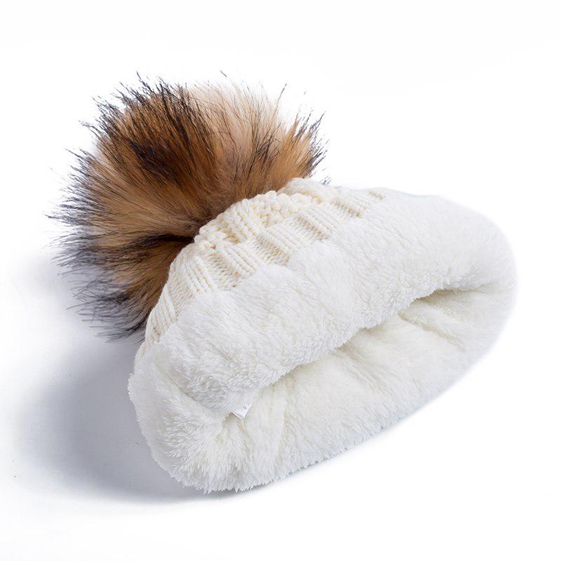 High Quality Letter B Cotton Beanies Wool Fur Pompom Winter Hat For Women Girls Warm Knitted Hat