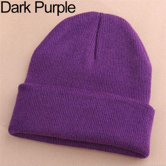Beauty Beanie Knit Ski Hip-Hop Winter Warm Elastic Wool Yarn Cuff Hat