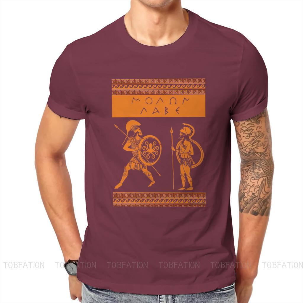 Ancient Greeks Spartan Molon Labe TShirt Men Gothic Oversized Punk Crewneck Cotton T Shirt 2020