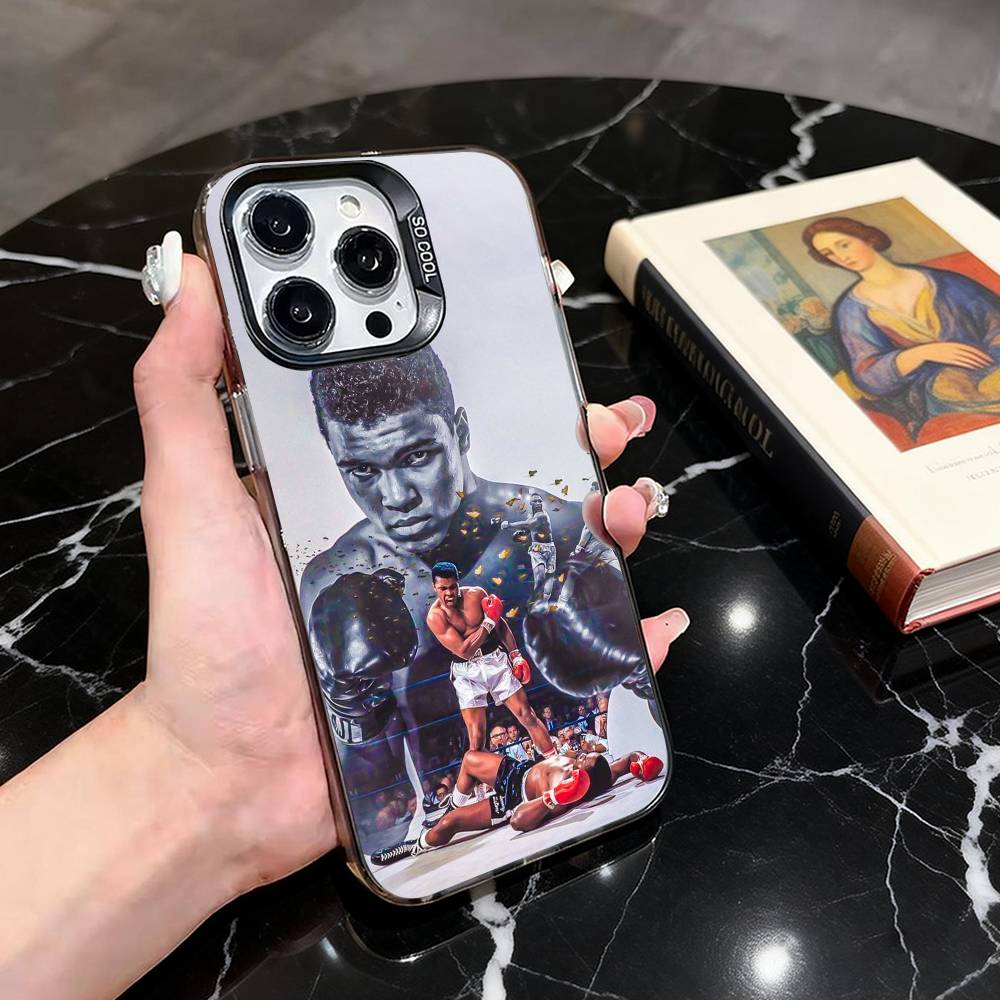 M-Мухаммед А-Али Легенда бокса Чехол для телефона для iPhone 17,16,15,14,13,12,11 Plus,Pro Max,XS,Разноцветный Серебристо-черный Чехол