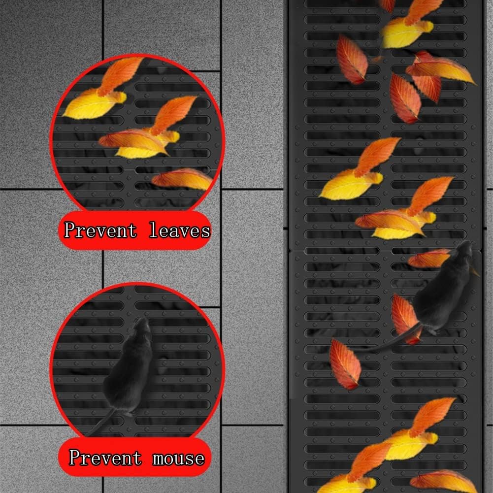 Rectangular Grid Outdoor Sewer Cover Resin Plastic Linear Drainage Filters to Prevent Clogs for Driveway Grass Trench Garage Kitchen Channel 50x25