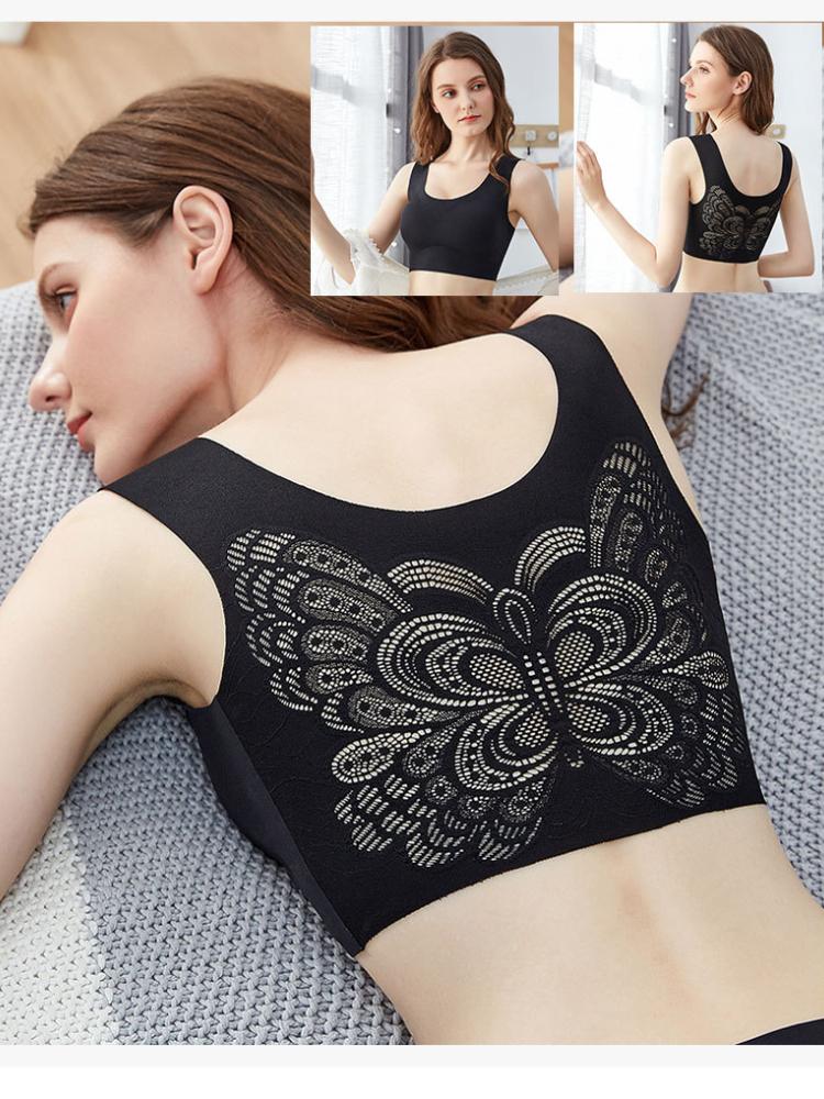 Sexy Thin Section of The Large Size Undershirt Type Non-marking Bra Sleep Sports Leisure Back Underwear Poly Poly Collection of Breasts Bra