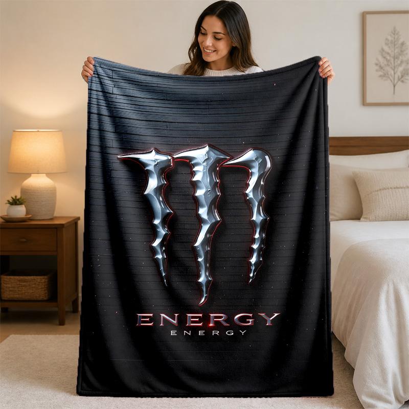 Фланелевое одеяло с принтом Monster Energy, уютное, теплое, плюшевое покрывало для кровати, дивана, диванчика, для домашнего использования в помещении