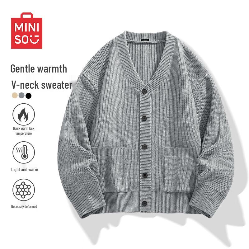 MINISO Мужской вязаный кардиган с V-образным вырезом в американском ретро-стиле