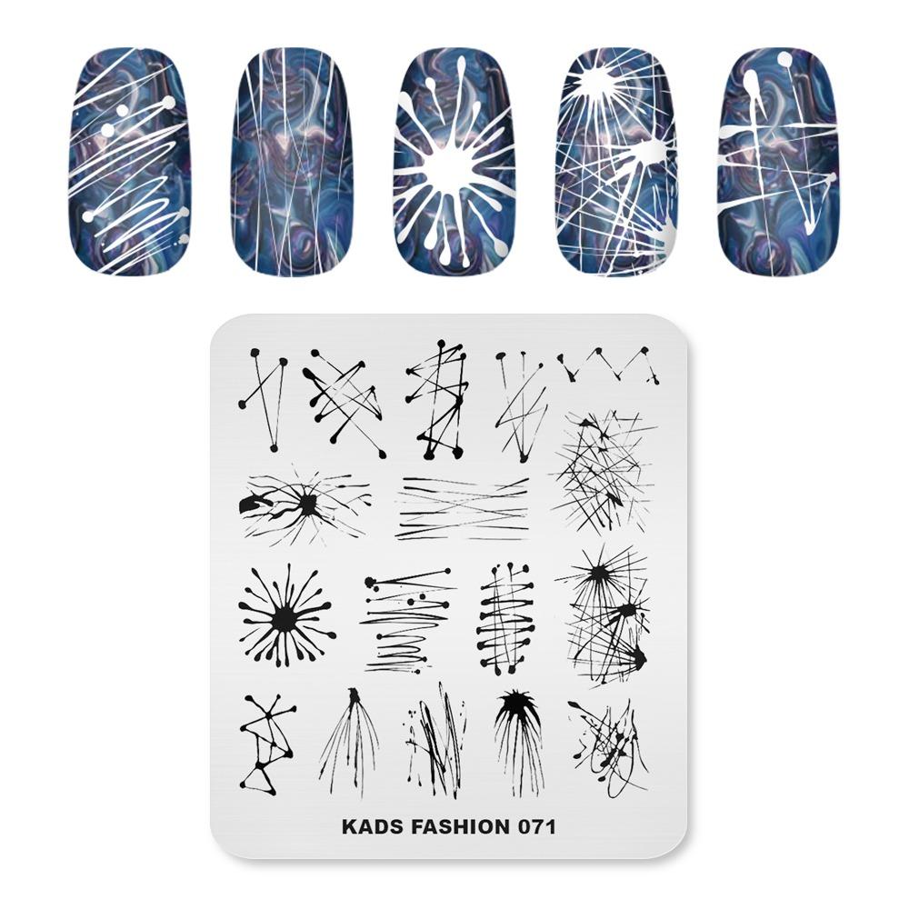 kads Мода 071 Пластины для штамповки ногтей Дизайн ногтей DIY Шаблон штампа Классическая линия Нерегулярные линии Пиротехника Геометрия Дизайн ногтей
