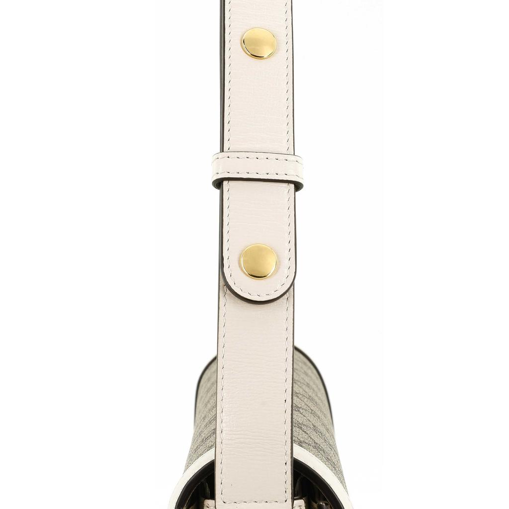 Gucci Horsebit 1955 Vintage Logo Canvas And Leather Saddle Bag Women Shoulder Bag Ebony White 602204-92TCG-9761