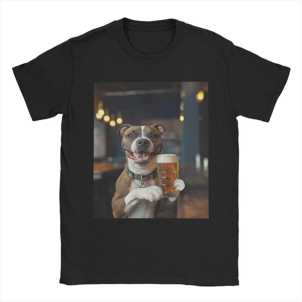 Unisex Unisex Tshirt Funny Patriotic Pomeranian Dog Drinking Beer American Pure Cotton Tees T Shirts Crewneck Clothing Plus Size