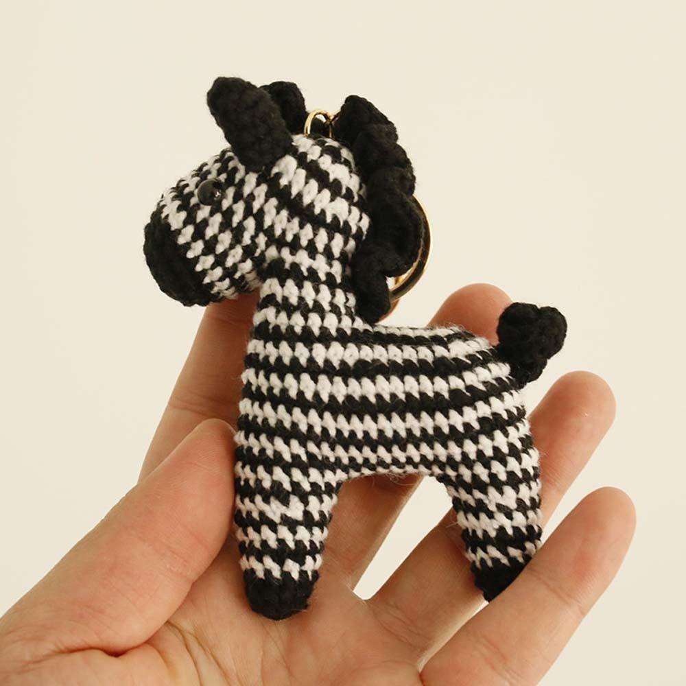 Cartoon Crochet Keyrings Animal Doll Knitted Key Ring Exquisite Horse Pendant Friends Gift