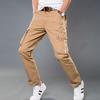 Высококачественные повседневные брюки для мужчин, свободные брюки-карго с несколькими карманами, модные черные брюки для работы