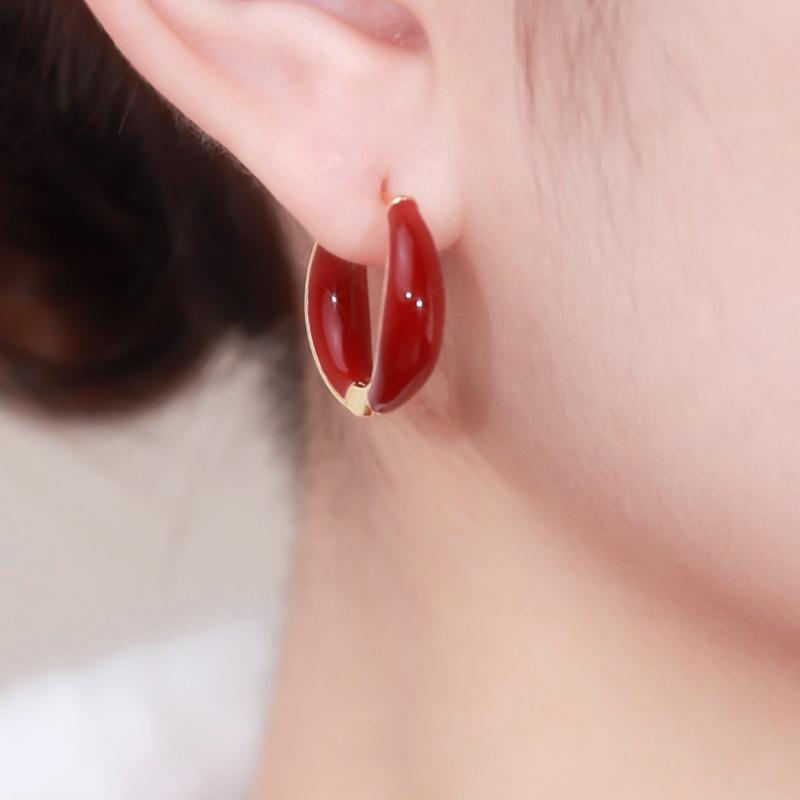 Винтажные круглые красные серьги с пряжкой для ушей, женские ювелирные изделия, масляные серьги-капли, помолвка, свадебный подарок, ювелирные изделия