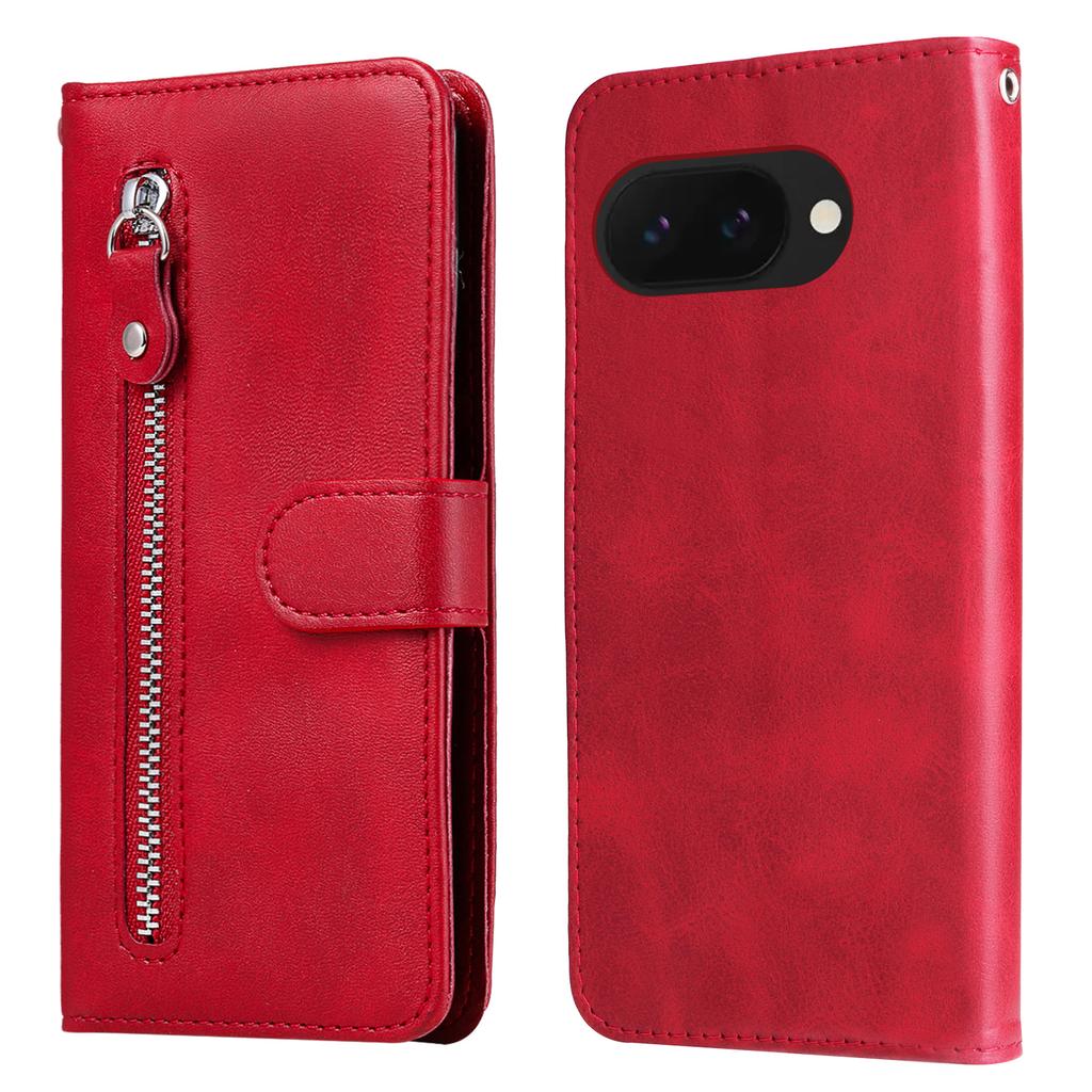 For Google Pixel 9a Case Zipper Wallet Calf Texture PU Leather Phone Cover