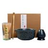 Matcha Tea Ceremony Japanese Tea Ceremony Tea Chashaku Matcha and Whisk 4-Piece Set, Utensils, Bowl, 100-Standing Chasen, (Tea Scoop), Powder, (Blue)