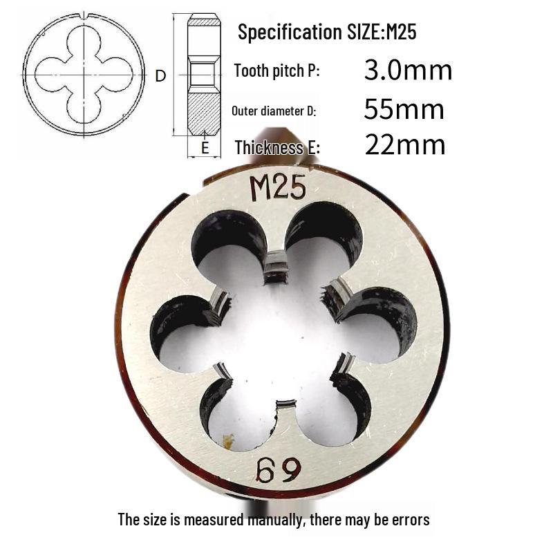 Круглая плашкодержатель M24-M26 x 0.5-3 мм, Прямое/Обратное, Правая/Левая резьба
