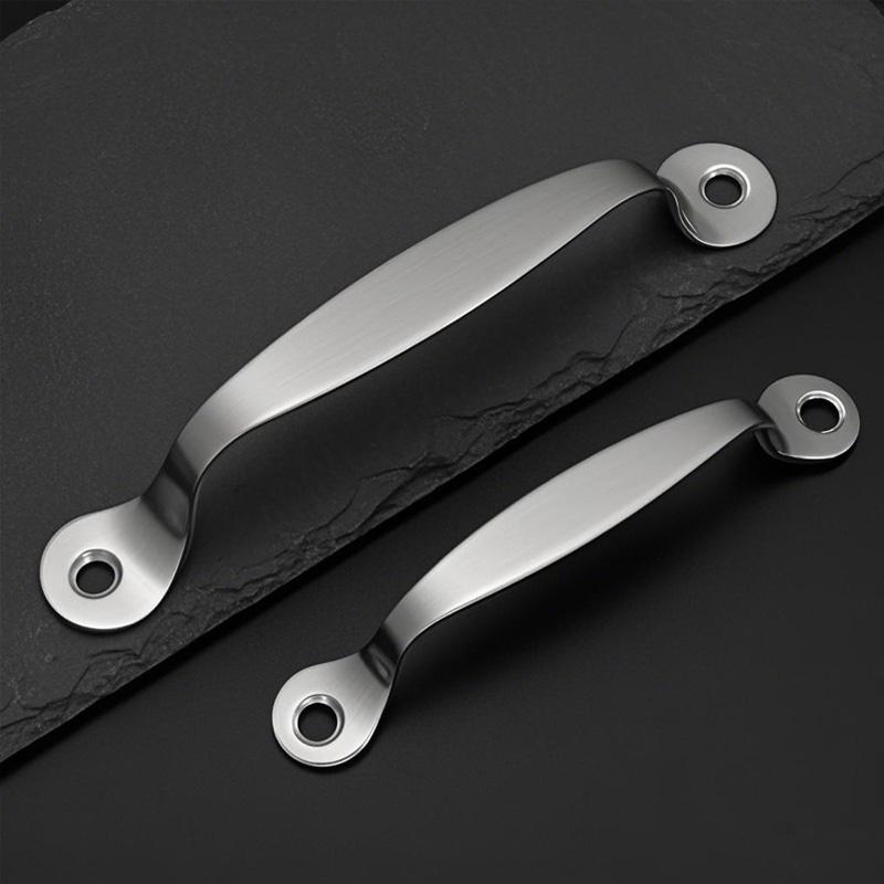 2Pcs/Pack Stainless Steel DIY Garage Silver Handle 4/5/6 Inch Door Lock Furniture Bow-shaped Knob Hardware Pull