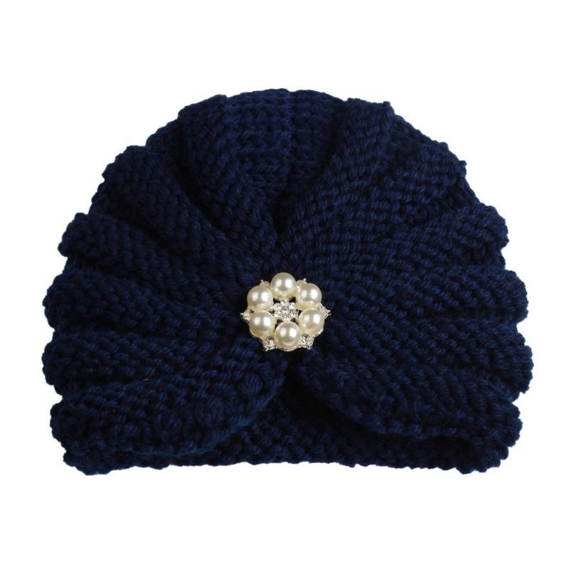 New children's products winter, solid color with diamond baby wool hat, baby knitted thermal hat