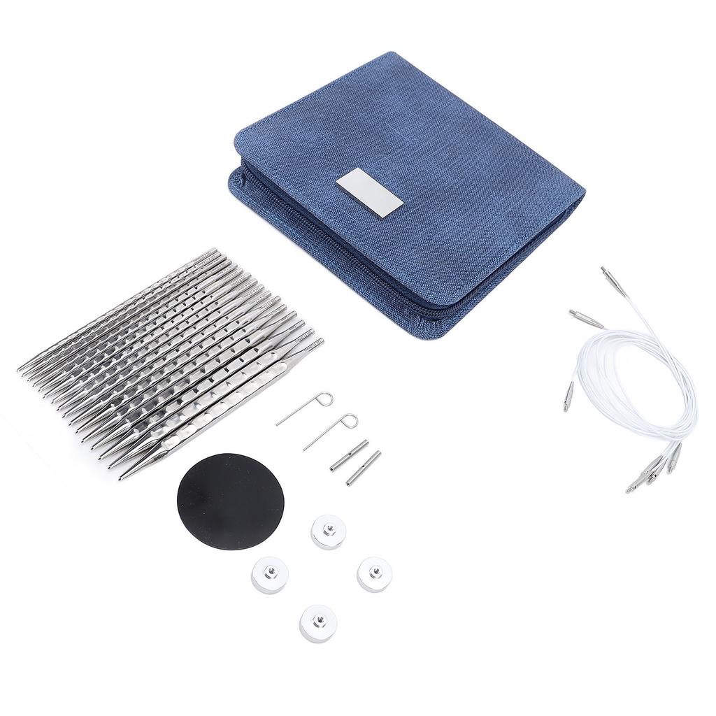 Набор из 8 пар круговых спиц, сменных для начинающих, с чехлом из нержавеющей стали для плетения